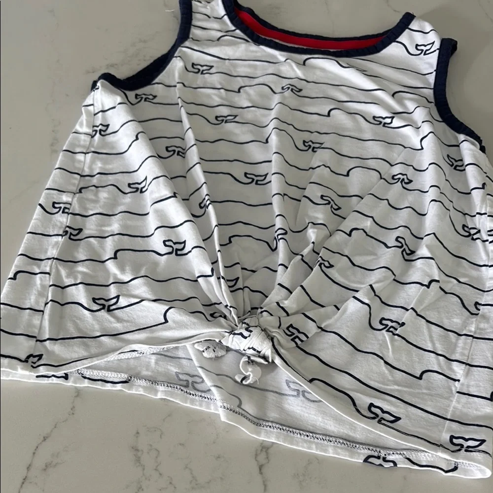 Vineyard Vines White and Blue Tank Top with Nautical Design